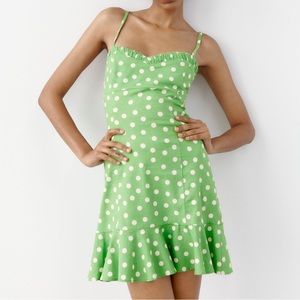 NWT ZARA POLKA DOT PRINT DRESS, SIZE L